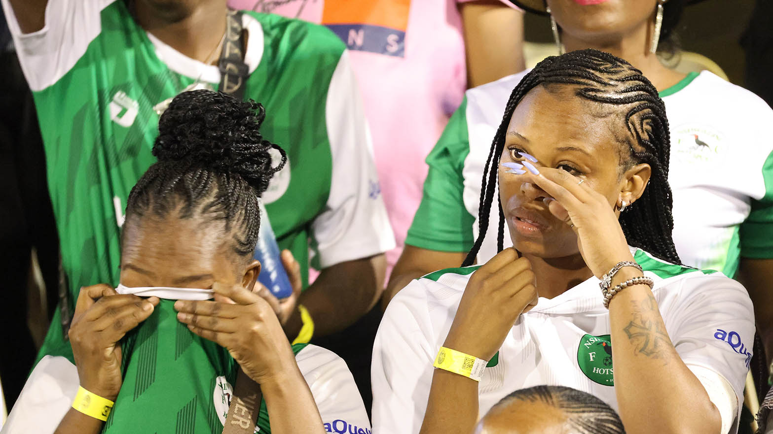 TEARS OF JOY: The beautiful game at its most emotional. Two female Hotspurs fans were engulfed by tears of joy after Senzo ‘Mbhobho’ Ndlovu found the back of the net to pull his side level.